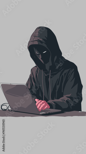 Funny Hacker in Mask Steals Information Through Online Scams, Malware, and Password Phishing Schemes