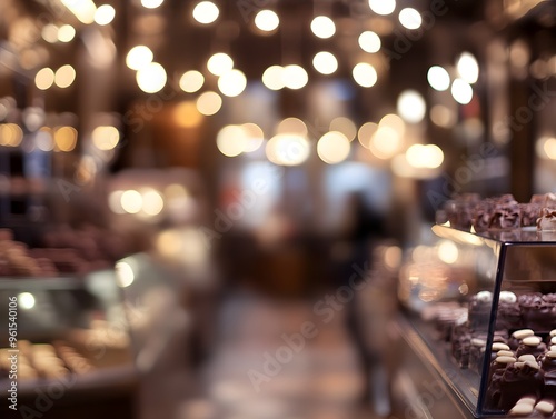 blurred chocolate shop background