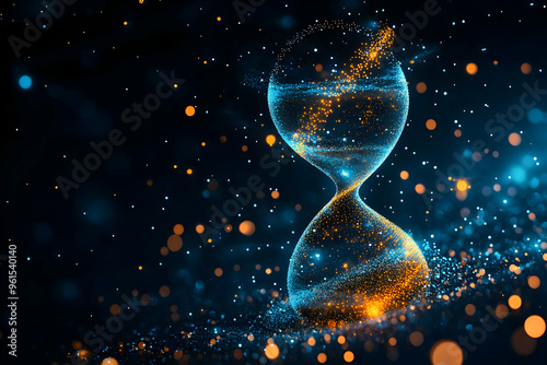 Abstract Hourglass Time Particles Flow 3D Illustration