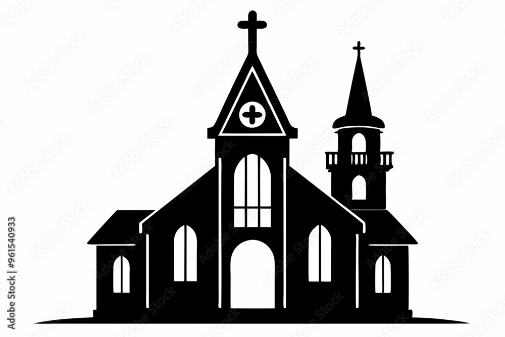 Church house vector silhouette, Christian church icon, Christian church with cross vector
Church house vector silhouette, Christian church icon, Christian church with cross vector