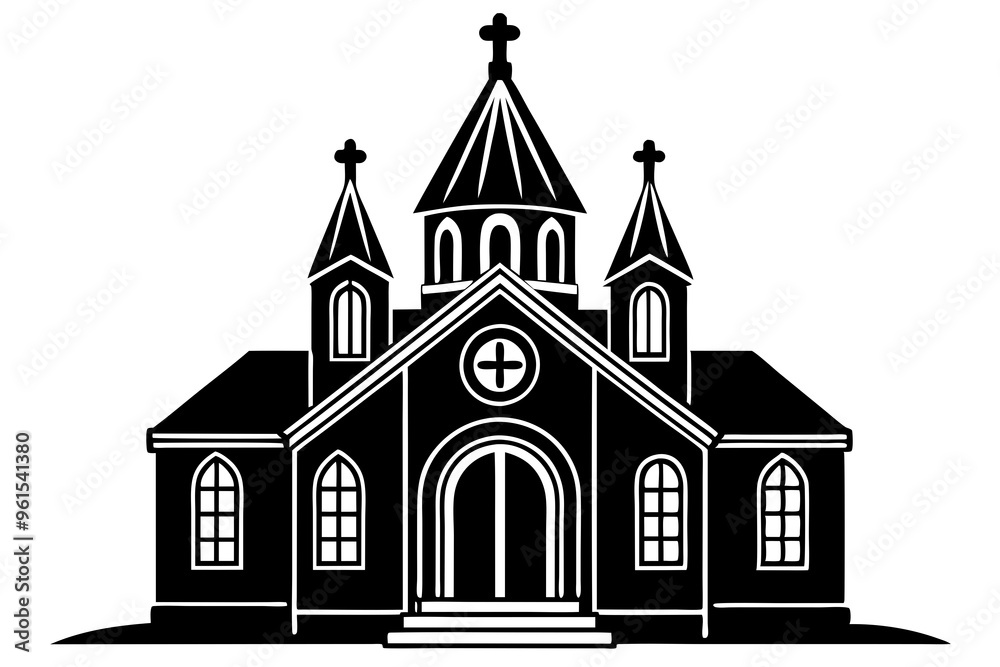Church silhouette vector, Christian church house icon, Church building vector illustration
Church silhouette vector, Christian church house icon, Church building vector illustration