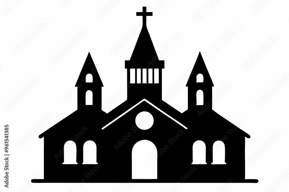 Church house vector silhouette, Christian church icon, Christian church with cross vector
Church house vector silhouette, Christian church icon, Christian church with cross vector