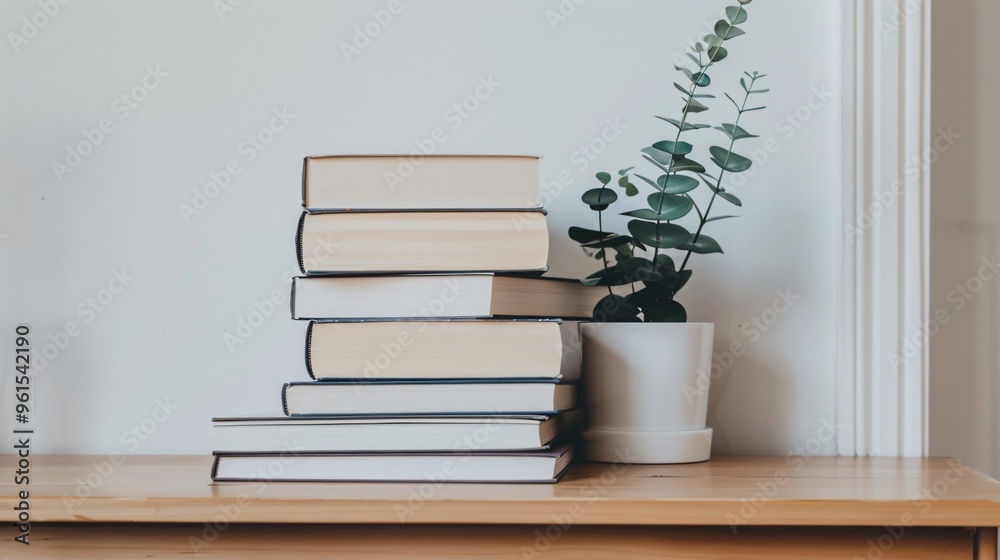 Obraz premium Pile Of Books In A White House Background 