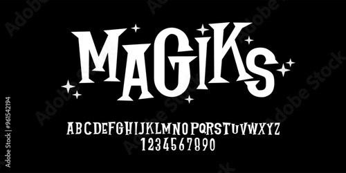Magiks is Handwritten Original Typeface Inspired by Vintage Pulp Books, Magazine Covers, oldskul, B-Movies and Horror Films. vector EPS10.