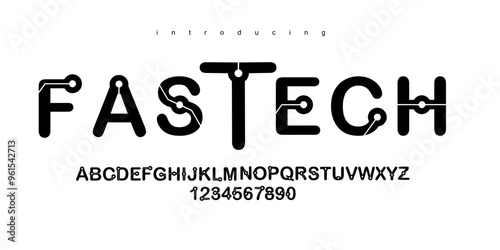 Fastech is font Digital technology Minimal modern alphabet fonts. Typography minimalist urban digital neon future creative logo font. vector illustration. Future 