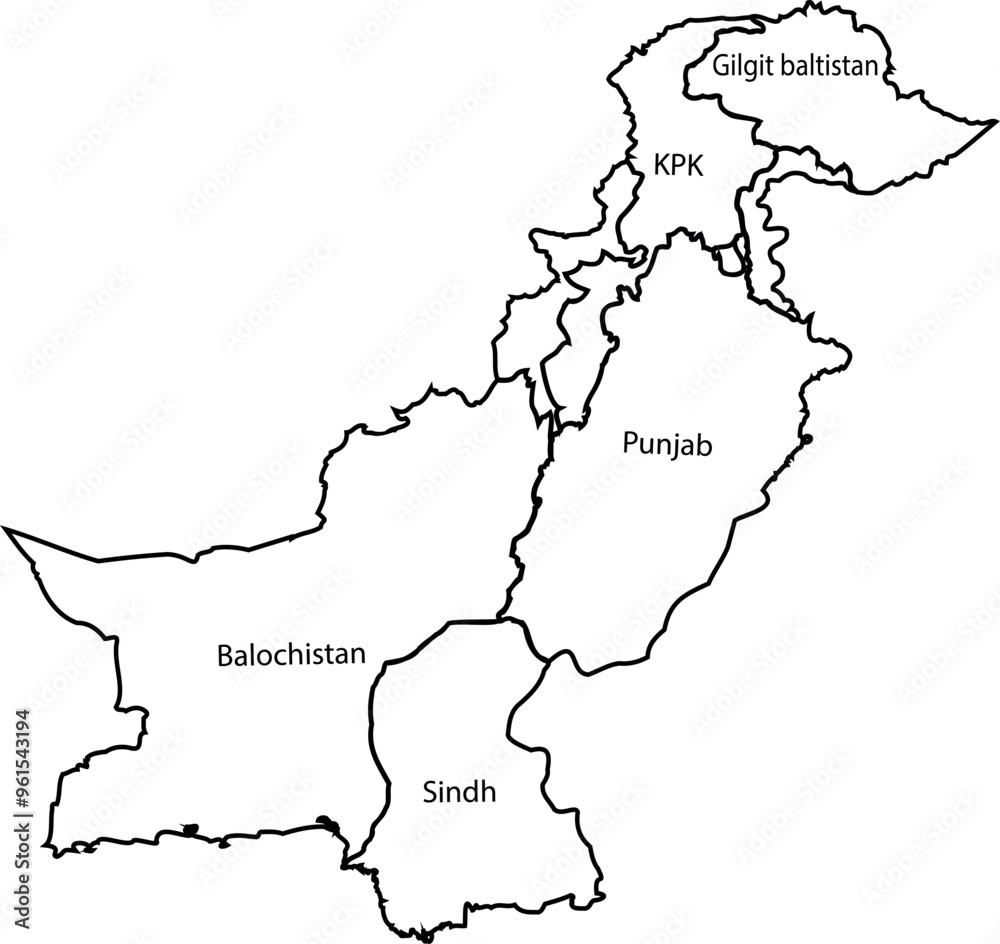 Fototapeta premium Pakistan map outline vector illustration