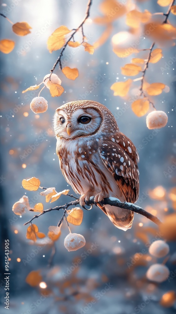 An owl in an enchanted forest, sitting on a branch surrounded by glowing mushrooms and ethereal light, creating a whimsical atmosphere. An owl in an enchanted forest, sitting on a branch surrounded by glowing mushrooms and ethereal light, creating a whimsical atmosphere.