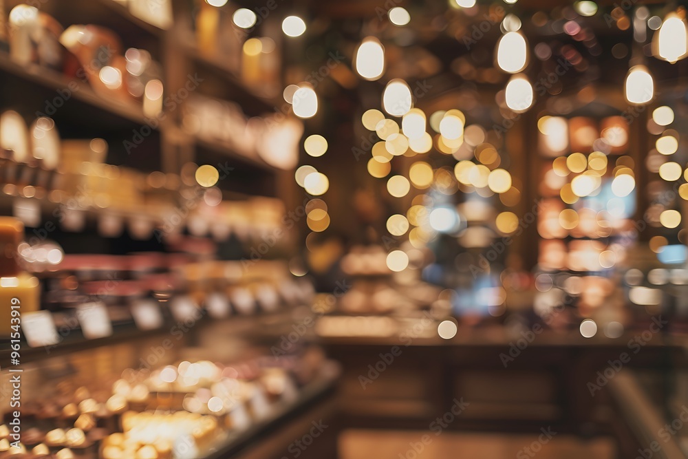 blurred chocolate shop background