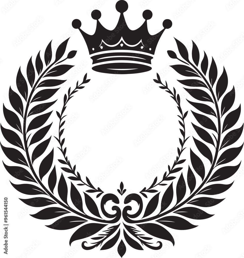Fototapeta premium crown laurel wreath vector art,graphics crown laurel wreath icon set,vintage illustration crown laurel wreath clipart,vector crown laurel wreath flat style artwork design