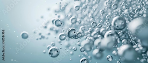 Wallpaper Mural A multitude of bubbles hovering above a blue and white backdrop Torontodigital.ca