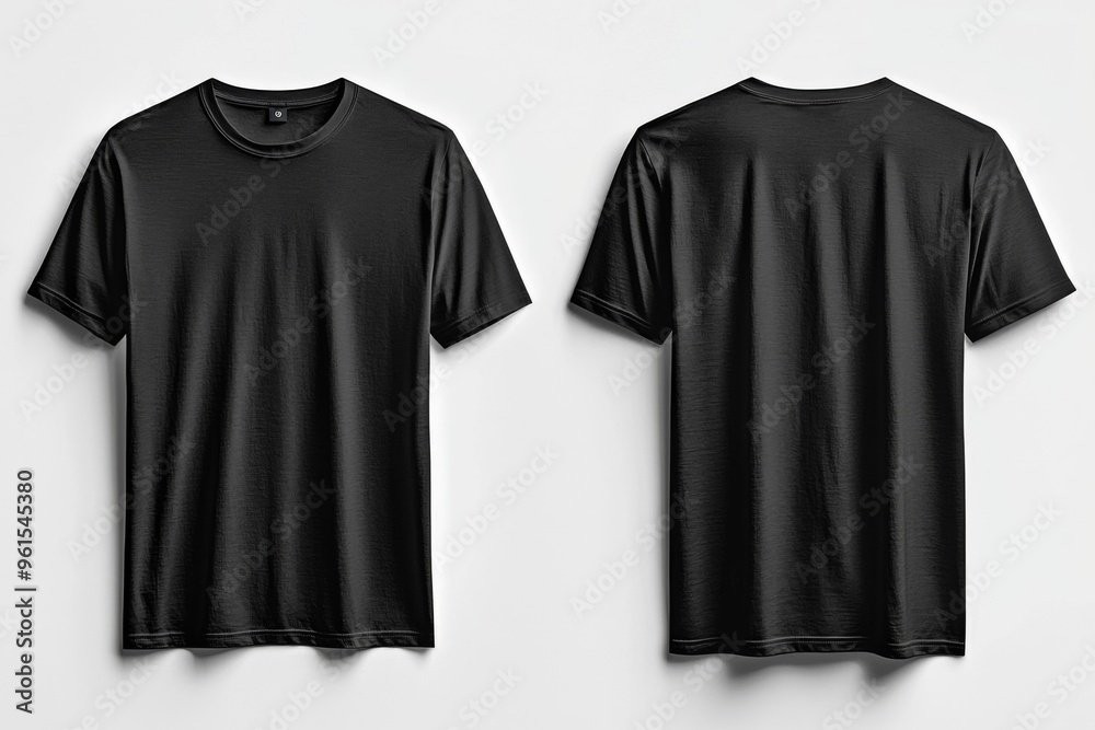 Black Tshirt Mockup Front and Back Isolated created with Generative AI Black Tshirt Mockup Front and Back Isolated created with Generative AI