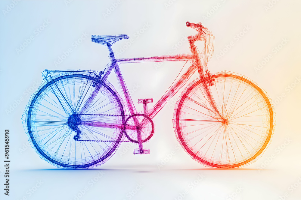 Abstract Illustration of a Vibrant Bicycle in Geometric Lines and Colorful Gradient Abstract Illustration of a Vibrant Bicycle in Geometric Lines and Colorful Gradient