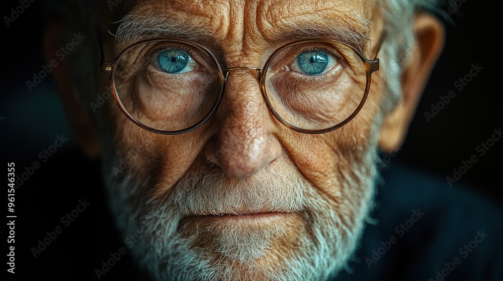 Close-up Portrait of a Senior Man with Blue Eyes Close-up Portrait of a Senior Man with Blue Eyes