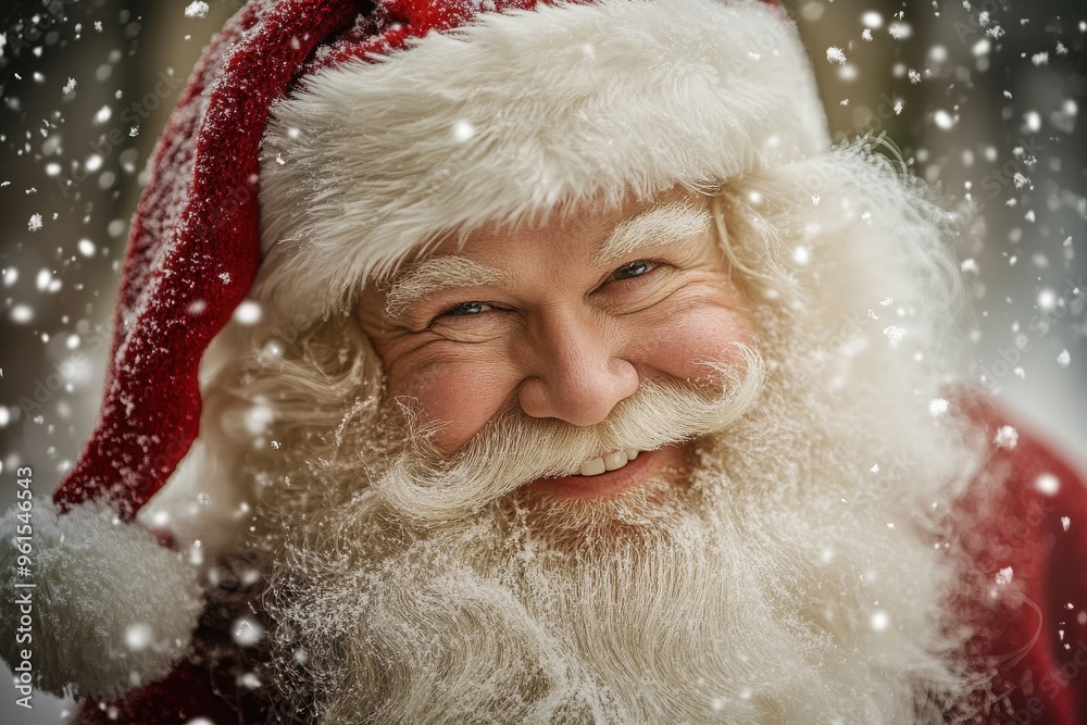 A close-up of a warm and friendly Santa Claus, with a twinkle in his eye and a gentle smile A close-up of a warm and friendly Santa Claus, with a twinkle in his eye and a gentle smile