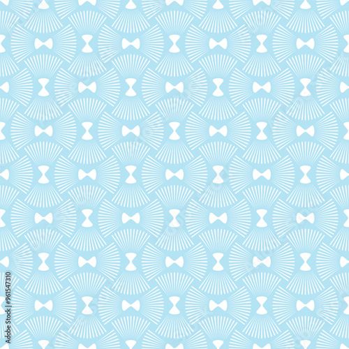 Pastel Blue Art Deco Alternating Scale Seamless Vector Repeat Pattern