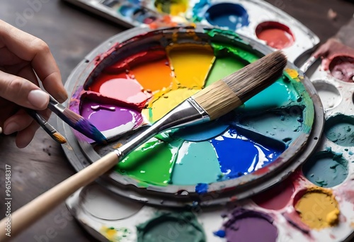 Wallpaper Mural brushes and palette, water colors pallete Torontodigital.ca