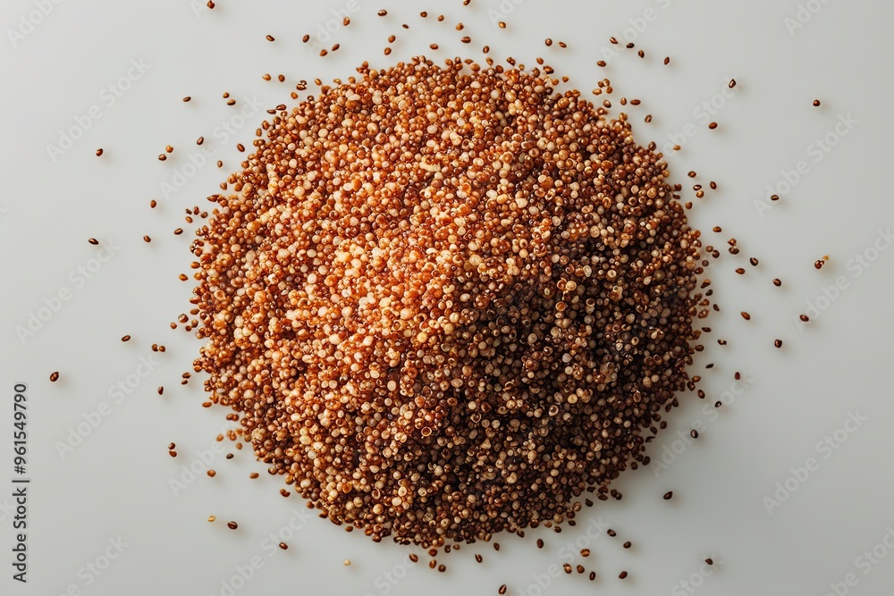 Drifting Quinoa Grains on a Pristine White Surface in a Closeup Collection Drifting Quinoa Grains on a Pristine White Surface in a Closeup Collection
