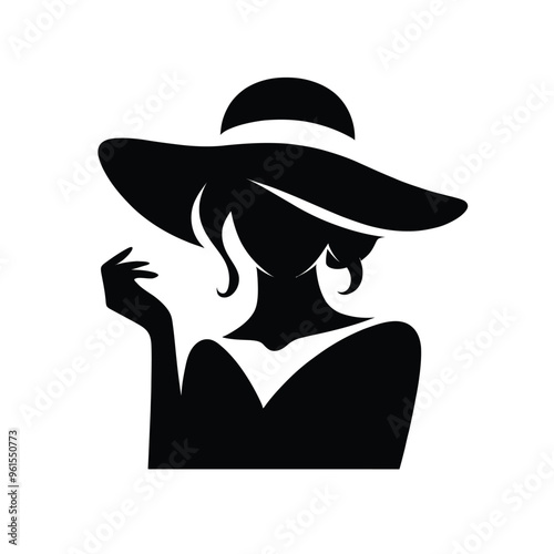 Silhouette of a Woman Wearing a Hat