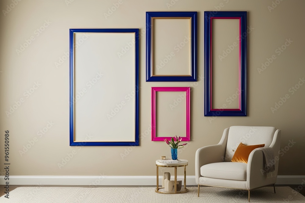 Sophisticated Vibrant Frames Juxtaposed Against a Soft Neutral Background Sophisticated Vibrant Frames Juxtaposed Against a Soft Neutral Background