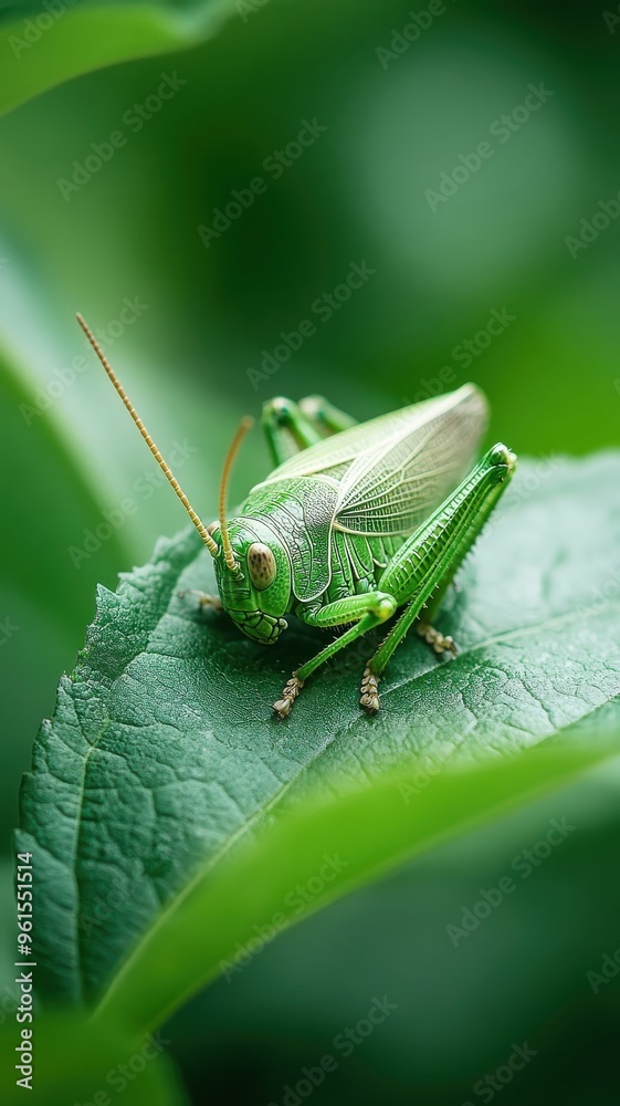 A grasshopper sleeping peacefully on a large leaf, camouflaged in foliage. A grasshopper sleeping peacefully on a large leaf, camouflaged in foliage.