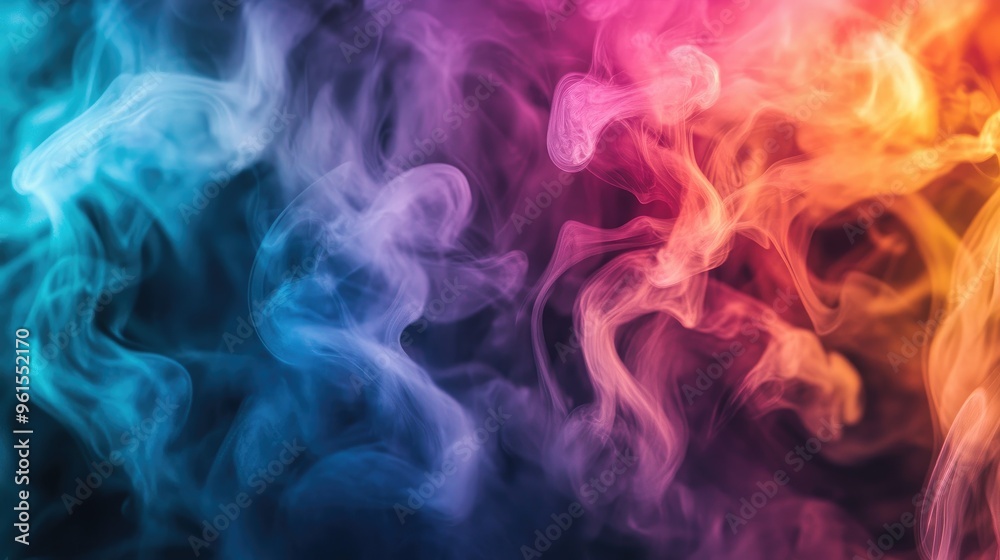 Close-up of colorful smoke in a still-life setup, with different shades blending and creating a captivating and abstract composition. Close-up of colorful smoke in a still-life setup, with different shades blending and creating a captivating and abstract composition.