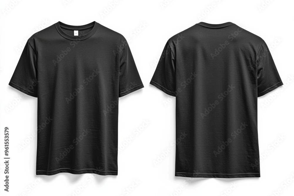 Black Tshirt Mockup Front and Back Isolated created with Generative AI Black Tshirt Mockup Front and Back Isolated created with Generative AI