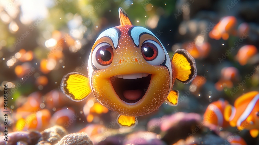 Happy Clownfish in the Coral Reef Happy Clownfish in the Coral Reef