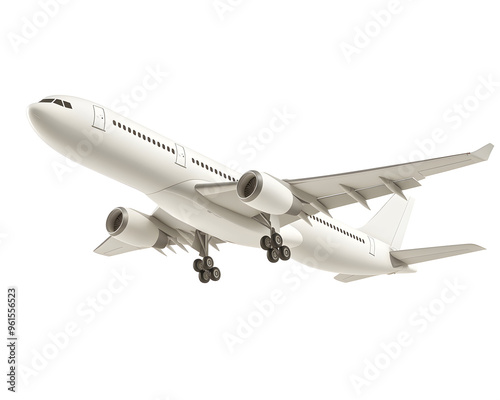 Airborne Journey: 3D Render of an Airplane Taking Off, Ready for Adventure, Isolated on a Transparent PNG Background 