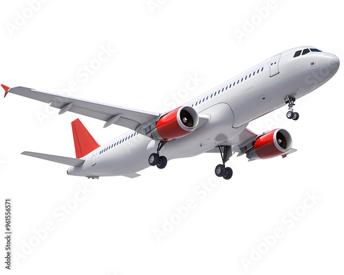 Airborne Journey: 3D Render of an Airplane Taking Off, Ready for Adventure, Isolated on a Transparent PNG Background   