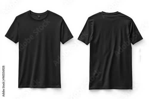 Black Tshirt Mockup Front and Back Isolated created with Generative AI