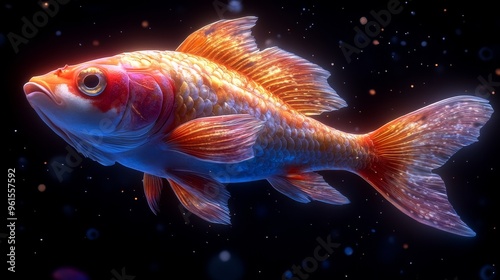 Golden Fish in a Dark Background