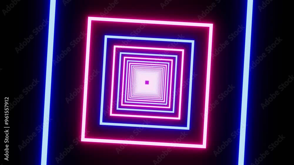 Abstract of dark sci-fi tunnel, Futuristic neon light in geometric form, animation. 4K Futuristic Neon Ultraviolet Fluorescent Light Tunnel Black Background Abstract of dark sci-fi tunnel, Futuristic neon light in geometric form, animation. 4K Futuristic Neon Ultraviolet Fluorescent Light Tunnel Black Background