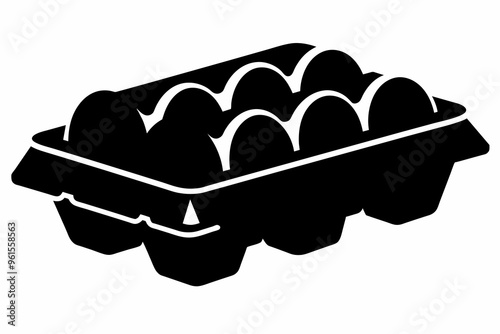 Black silhouette of egg box isolated vector art illustration photo