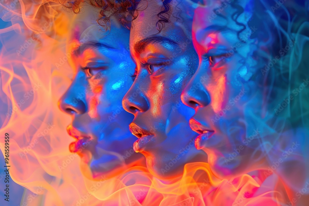 Detectives unraveling cold cases in a vibrant, dreamlike haze of smoke and color Detectives unraveling cold cases in a vibrant, dreamlike haze of smoke and color