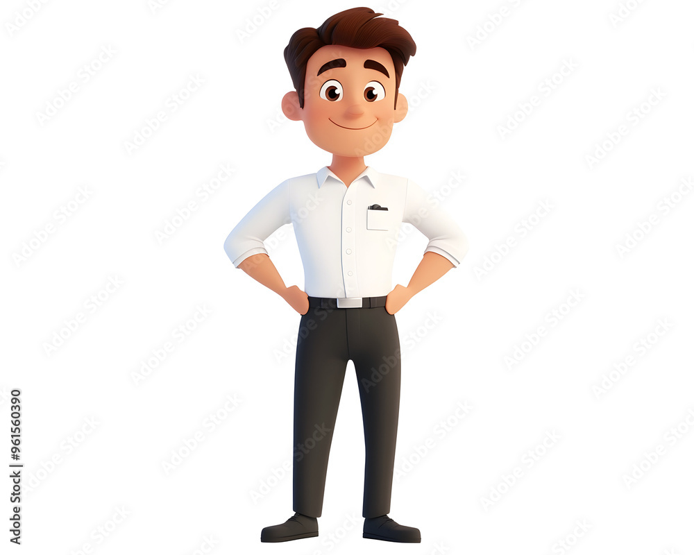 Cartoon Character of an Office Worker Man in a White Shirt, Isolated on a Transparent PNG Background Cartoon Character of an Office Worker Man in a White Shirt, Isolated on a Transparent PNG Background