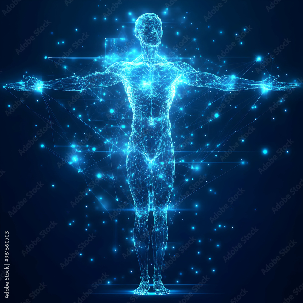 Abstract Illustration of Human Anatomy with Network Connections Abstract Illustration of Human Anatomy with Network Connections