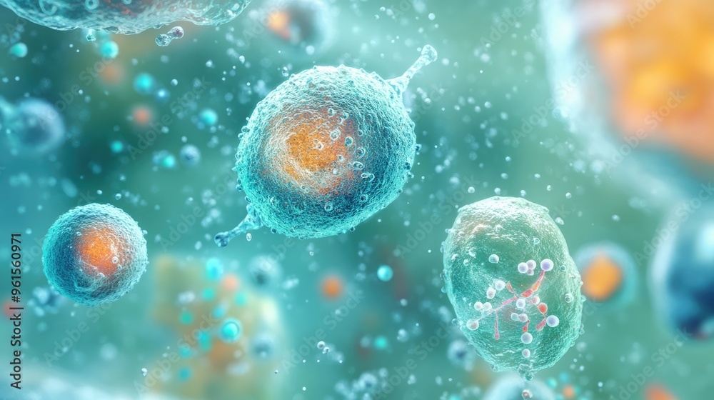 microscopic view of body cells, research of stem cells microscopic view of body cells, research of stem cells