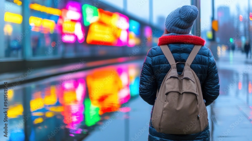 Obraz premium City Lights & Backpack.