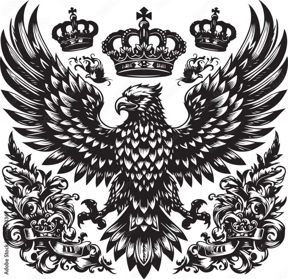 Fototapeta premium eagle crown vector art,graphics eagle crown icon set,vintage illustration eagle crown clipart,vector eagle crown flat style artwork design