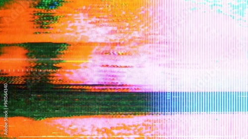 Footage with Retro Futuristic Dynamic Glitch Effect. Static noise backdrop. Digital Pixel Noise Effect. VHS 80's style, black background, 4K.