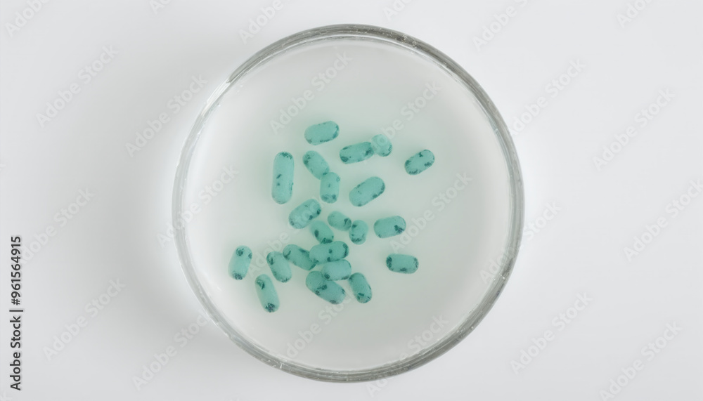 Illustrative presentation of different pathogens on the culture medium of a petri dish, analysis of pathogens