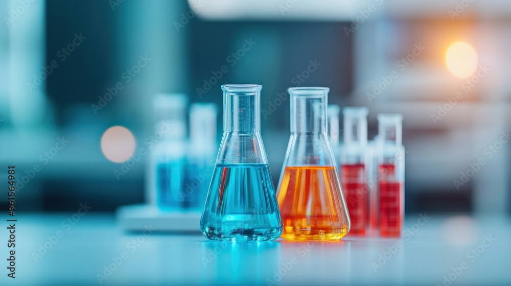 Lab Flasks with Liquids. Lab Flasks with Liquids.