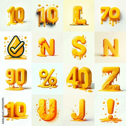 Yellow Lettering Typeface. AI generated illustration