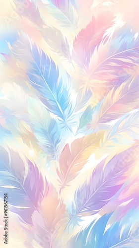 Dreamy Colorful Rainbow Pastel Feathers Background Wallpaper