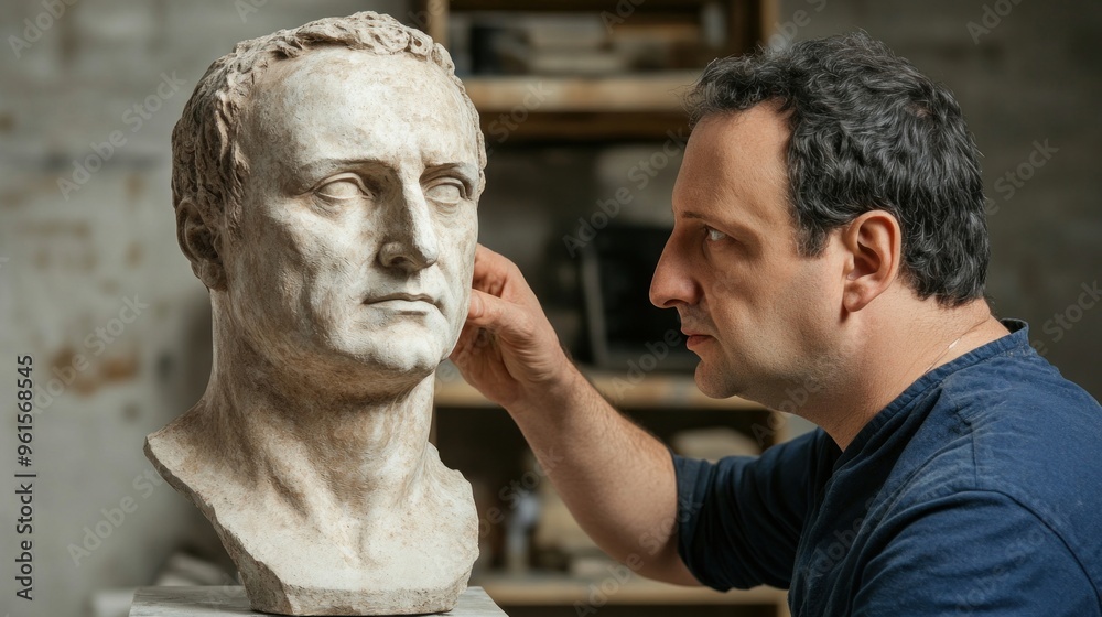 Sculptor and Bust. Sculptor and Bust.