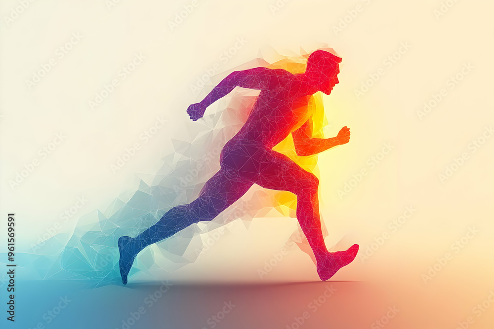 Abstract Illustration of a Polygonal Runner in Motion Abstract Illustration of a Polygonal Runner in Motion