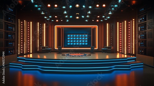 Virtual show, studio backdrop template. Ideal for tv game shows, or even gambling events. photo