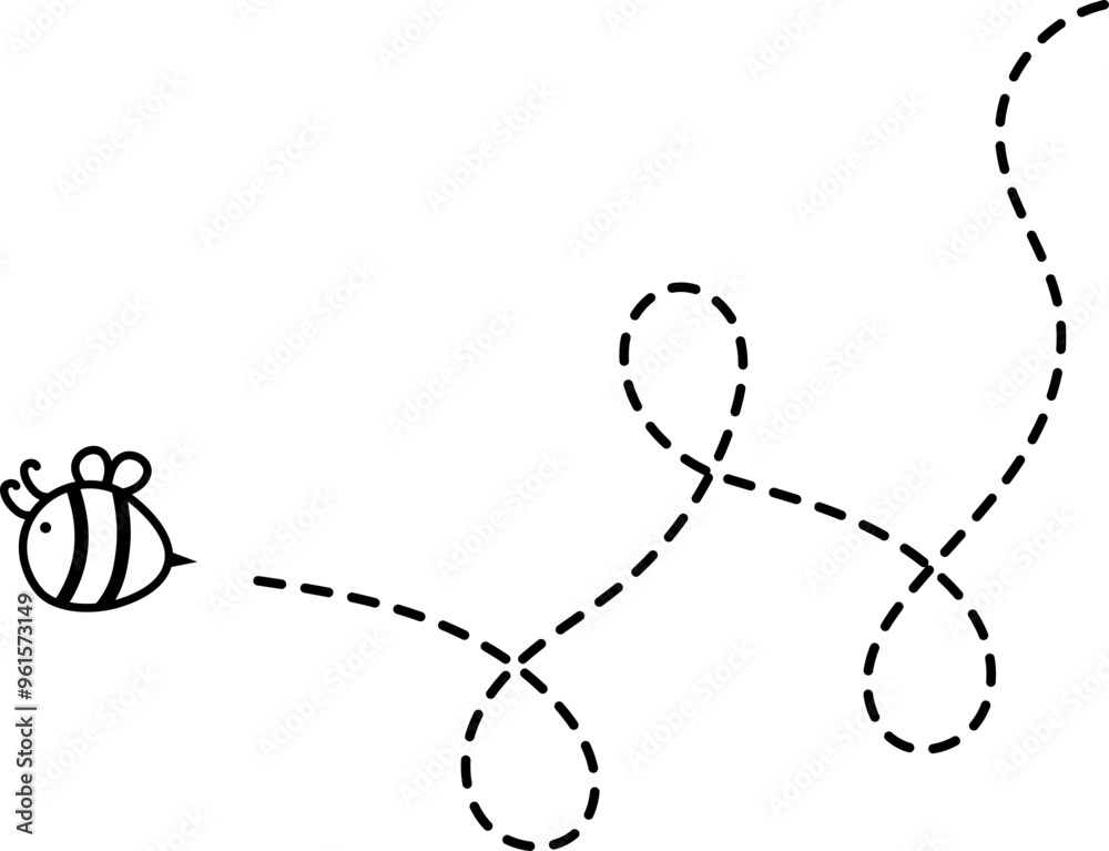 Flying Bee with Dotted Lines Flying Bee with Dotted Lines