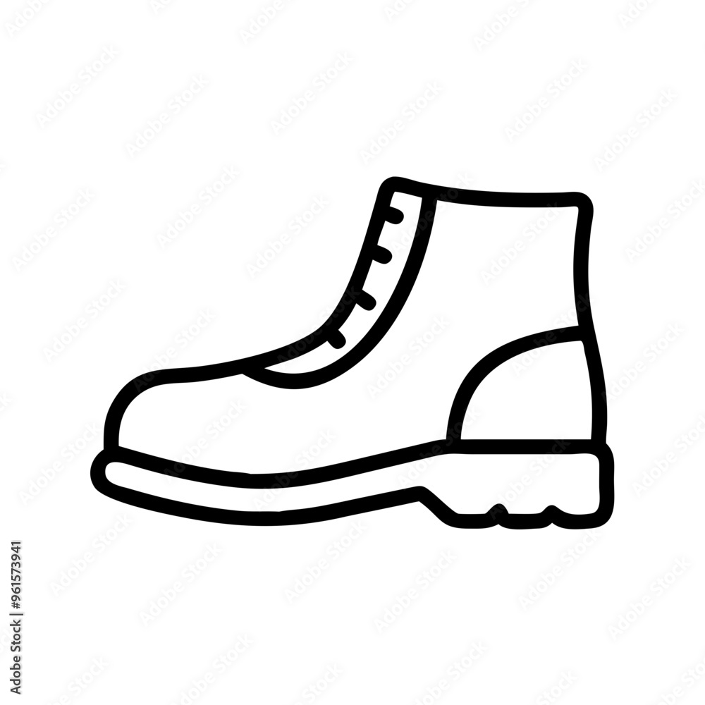 Black and White Icon of Boots with Laces, Minimalist Design with Copy Space Black and White Icon of Boots with Laces, Minimalist Design with Copy Space