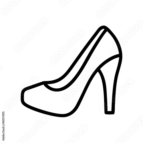 Black and White Icon of High Heels, Minimalist Design with Copy Space
